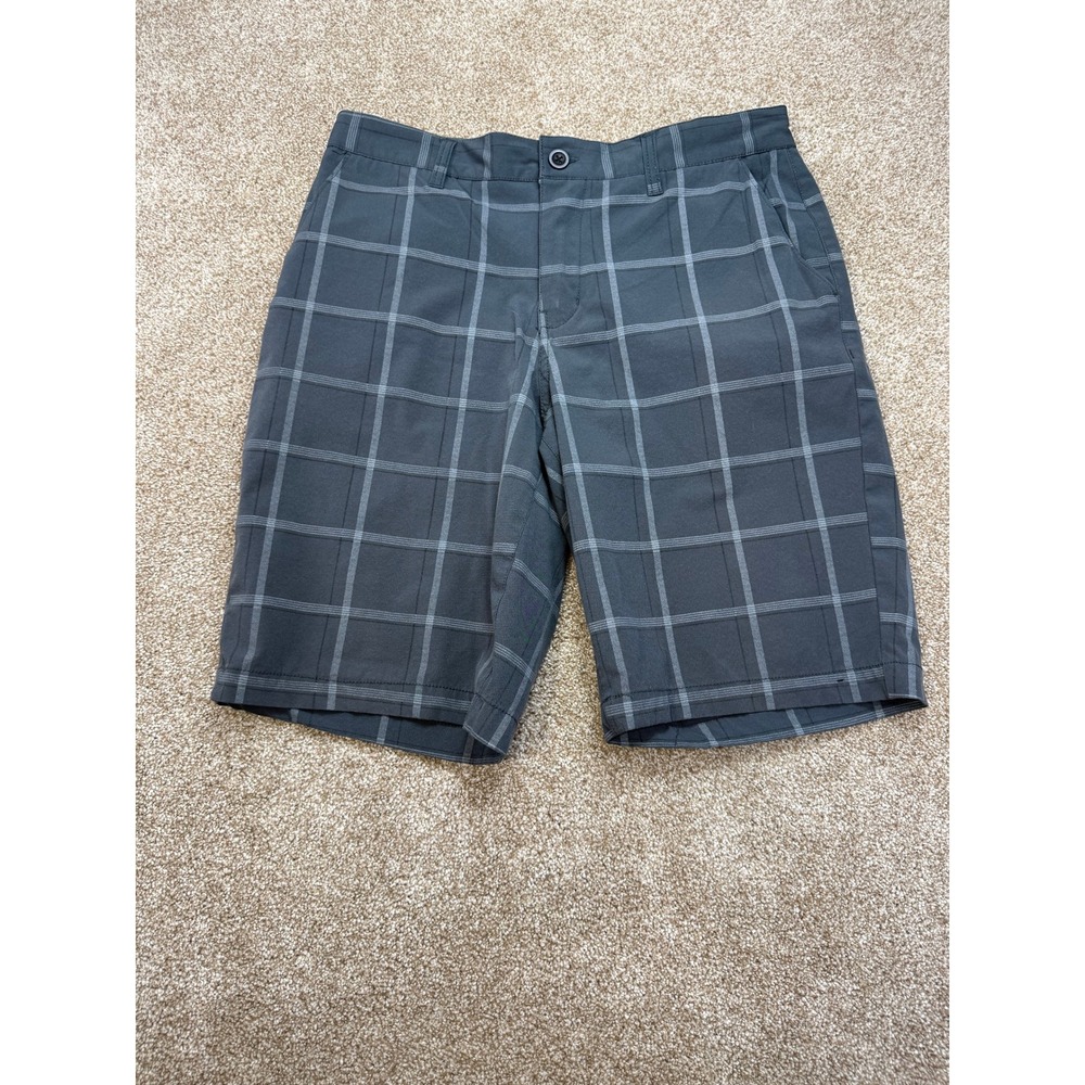 Urban Pipeline Mens SuperFlex Grey Windowpane Plaid Flat Front Shorts 34 Golf